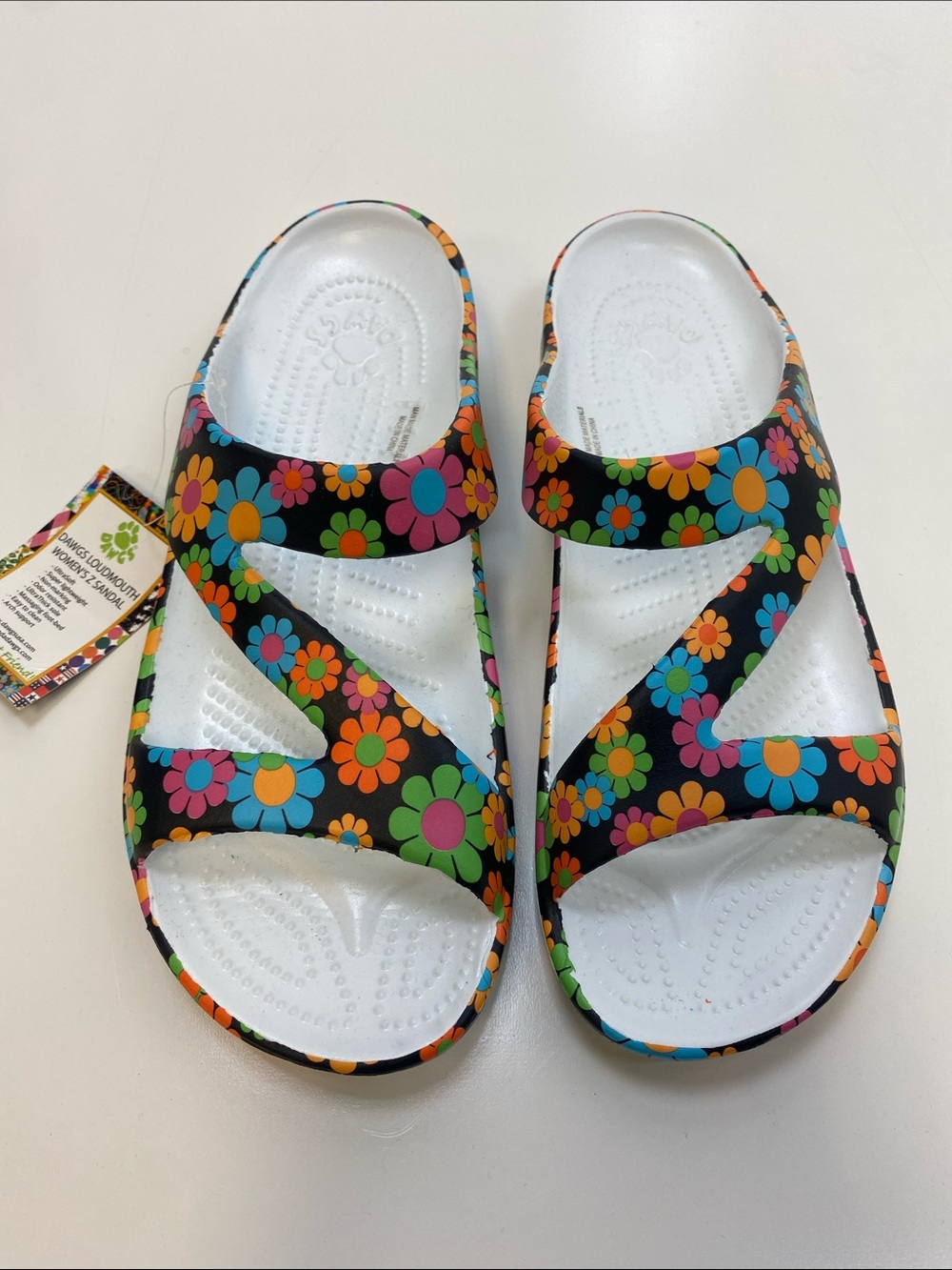 Loudmouth Floral Slip-On Sandals in Black with Multicolor Flowers